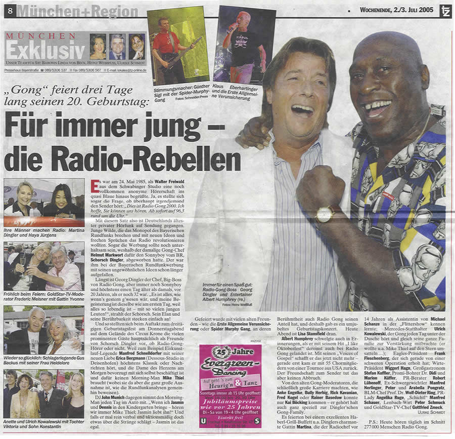 TZ Artikel - "Für immer jung - die Radio Rebellen" Radio Gong feiert seinen 20. Geburtstag